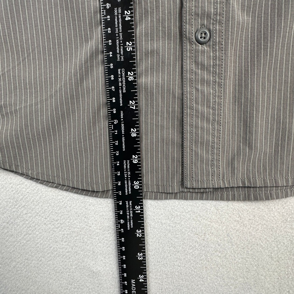 Columbia Short Sleeve Button Up Shirt Mens Large Gray Striped XO0910 Stretch - Picture 9 of 12